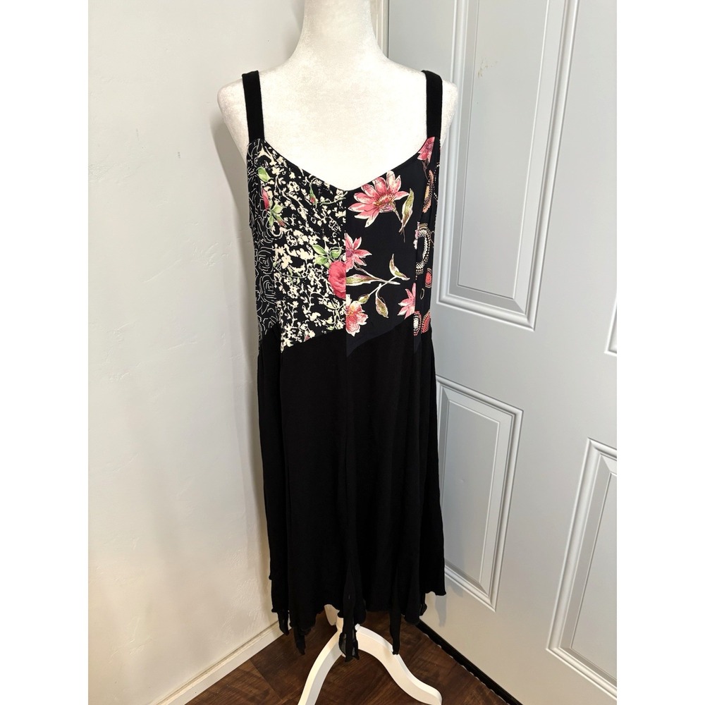 Zoe California Dress Womens Large Patchwork Midi Boho Hippie Fairy Indie Vintage